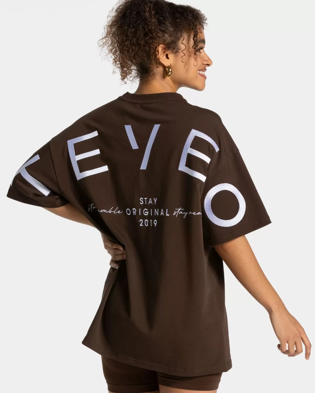 TEVEO Signature Oversized T-Shirt "Dunkelbraun" Outlet